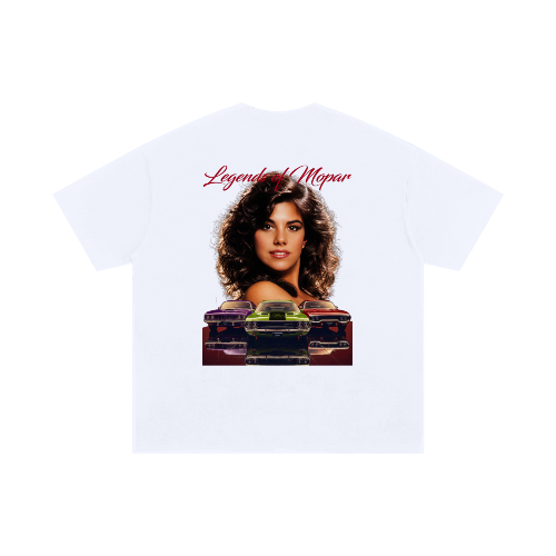 Legends of Mopar T-Shirt | Claudia Abel Miss Direct Connection 1984 | Vintage Muscle Car Graphic Tee | Mopar Gift | Plymouth Cuda Dodge Challenger Road Runner Shirt